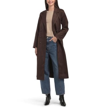 TJ Maxx Faux Suede Trench Jacket, Spandex/Polyester/Suede - Blue