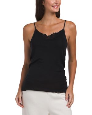 TJ Maxx Wool And Silk Blend Camisole With Embroidery For - Black