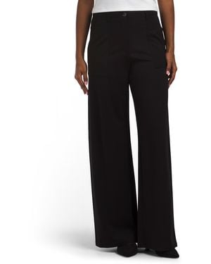 TJ Maxx Wide Leg Button Front Ponte Pants With Pockets For Nylon/Spandex/Rayon - Black