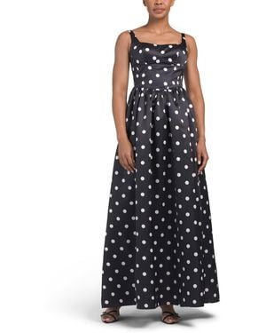 TJ Maxx Sleeveless Polka Dot Gown For Polyester - Blue