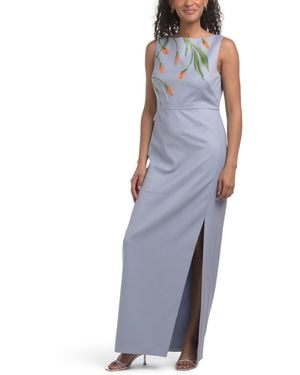 TJ Maxx Ira Embellished Column Gown For Spandex/Polyester - Blue