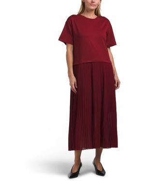 TJ Maxx Mixed Media T-Shirt Dress For Cotton/Polyester - Red