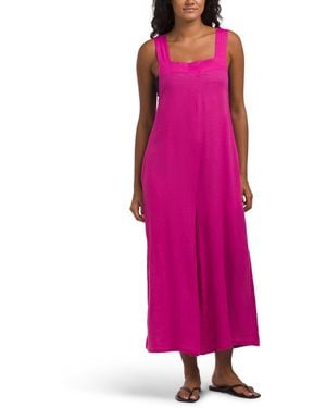 TJ Maxx Linen Blend Thick Strap Cover-Up Jumpsuit For Linen/Rayon - Pink