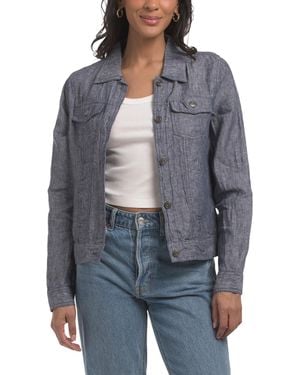TJ Maxx Linen Jean Jacket With Metal Trim For - Gray