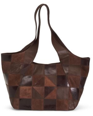 TJ Maxx Leather Alli Patchwork Tote - Brown