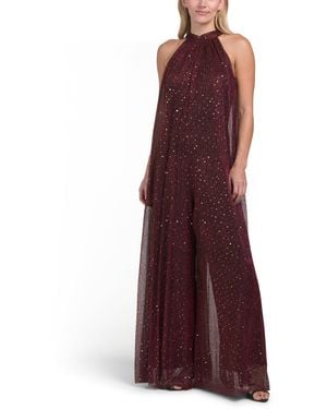 TJ Maxx High Neck Glitter Sequin Jumpsuit For Polyester - Purple