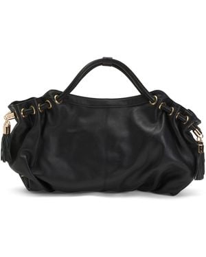 TJ Maxx Leather Musette Satchel, Leather - Black