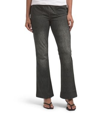 TJ Maxx Knit Denim Look Patch Pocket Flare Pants For Cotton/Polyester - Gray