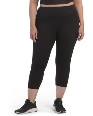 TJ Maxx Plus High Waist Capris With Pockets For Spandex/Polyester - Black