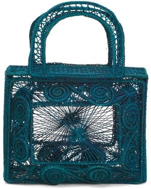TJ Maxx Raffia Handmade Cienaga Trunk Bag For Leather - Blue