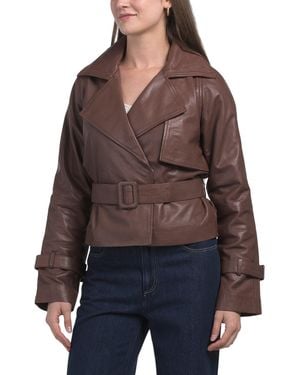 TJ Maxx Leather Orit Jacket For Nylon/Polyester/Leather - Brown