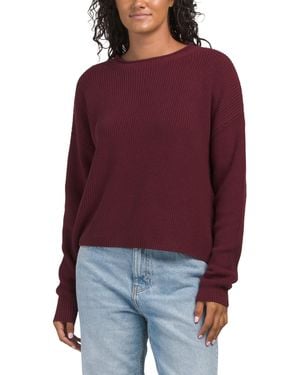 TJ Maxx Daphne Cropped Relaxed Crew Neck Pull Over Sweater, Cotton - Red