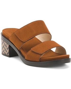 TJ Maxx Tia Comfort Block Heeled Sandals For Leather/Suede - Brown