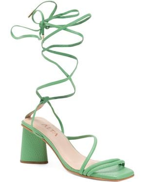 TJ Maxx Leather Analia Heeled Ankle Wrap Sandals For - Green