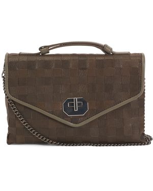 TJ Maxx Leather Woven Small Satchel - Brown