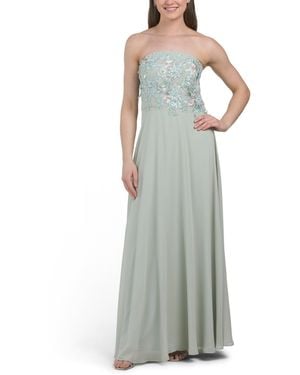 TJ Maxx Embroidered Strapless Dress For Polyester - Green