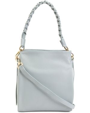 TJ Maxx Leather Braided Handle Satchel With Shoulder Strap - Gray