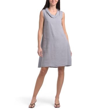 TJ Maxx Linen Blend Cowl Neck Mini Dress For Linen/Viscose - Gray