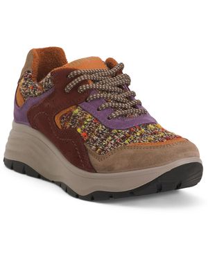 TJ Maxx Suede And Knit Sneakers For - Brown