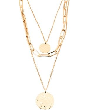 TJ Maxx Link Coin Pendant Drop Necklace - Metallic