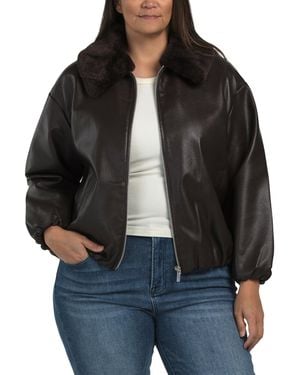 TJ Maxx Plus Faux Bubble Jacket For Polyester/Leather - Black