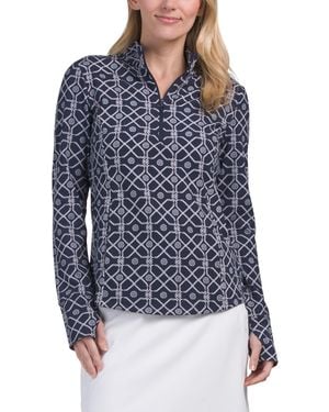 TJ Maxx Quarter Zip Printed Jacket, Spandex/Polyester - Blue