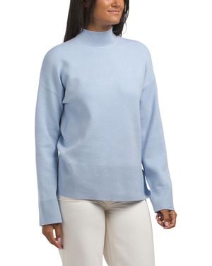 TJ Maxx Long Sleeve Solid Mock Neck Tunic, Nylon/Polyester/Rayon - Blue