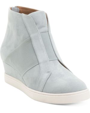 TJ Maxx Suede Amber Wedge Sneakers For Leather/Suede - White