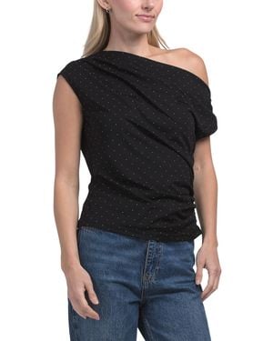 TJ Maxx Drapey Double Knit One Shoulder Side Top For Nylon/Spandex/Rayon - Black