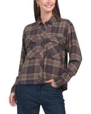 TJ Maxx Cotton Blend Plaid Button Down Shirt For Cotton/Rayon - Gray