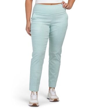 TJ Maxx Tummy Control Printed Hounds Pants With Pockets For Nylon/Viscose - Blue