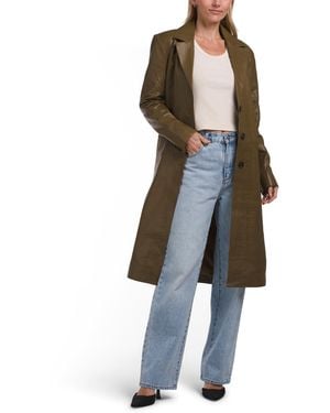 TJ Maxx Leather Angelica Trench Coat, Polyester/Leather - Natural