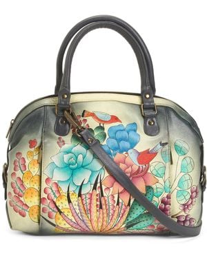 TJ Maxx Leather Succulent Dreams Medium Satchel - Blue
