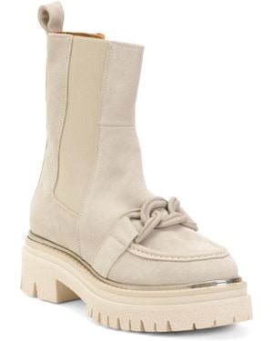 TJ Maxx Suede Lug Sole Booties For Leather/Suede - Natural