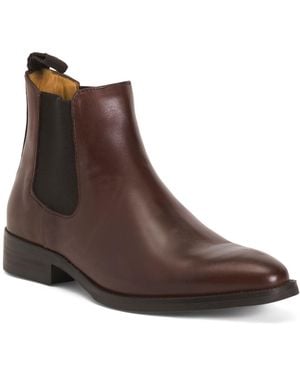 TJ Maxx Leather Quinn Polished Chelsea Boots For - Brown