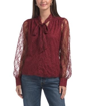 TJ Maxx Solid Lace Blouse For Polyester - Red
