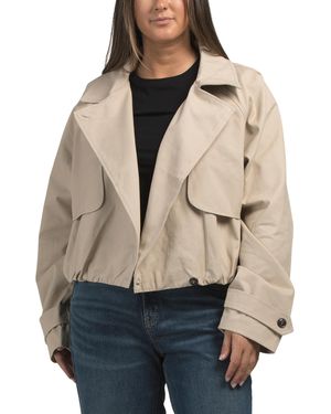 TJ Maxx Short Balloon Trench Coat, Cotton/Polyester - Natural