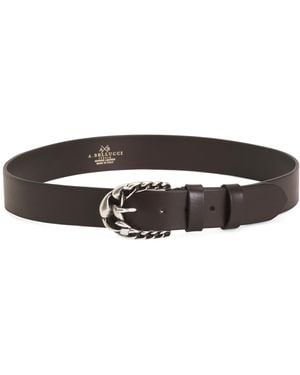 TJ Maxx Leather Braid Buckle Double Leaf Keeper Belt - Brown