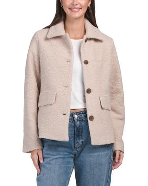 TJ Maxx Button Front Boucle Coat, Polyester - Natural