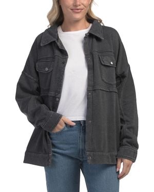 TJ Maxx Slouchy Fleece Jacket, Cotton/Polyester - Gray