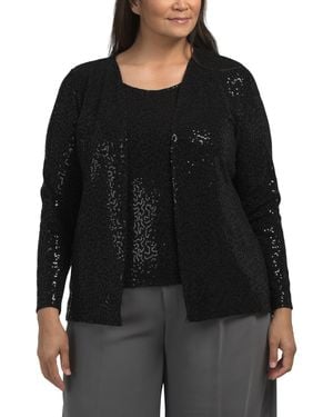 TJ Maxx Plus 2Pc Sequin Top And Jacket Twinset For Polyester - Black