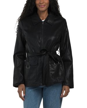 TJ Maxx Utility Belted Jacket, Cotton/Polyester/Viscose - Black