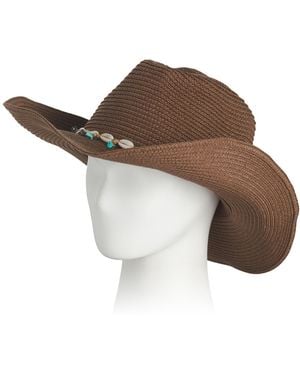 TJ Maxx Shell And Stone Trim Cowboy Hat, Polyester - Brown