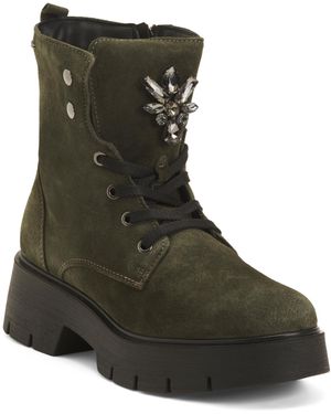 TJ Maxx Suede Laced Up Booties For - Green
