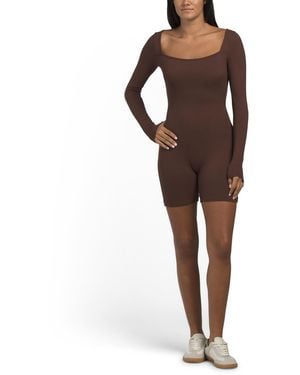 TJ Maxx Smooth Square Neck Romper For Spandex/Rayon - Brown