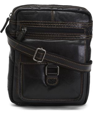 TJ Maxx Buffalo Leather Voyager Hand Stained Crossbody For - Black