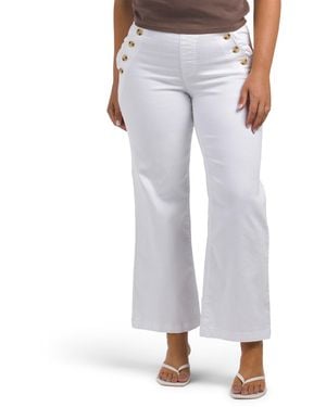 TJ Maxx Petite High Rise Wide Leg Jeans With Ruffle Pockets For Spandex/Cotton/Polyester - White