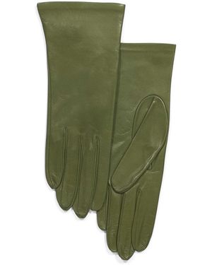 TJ Maxx Leather Short Gloves With Silk Lining For - Green