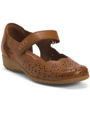 TJ Maxx Leather Rully Mary Jane Comfort Flats For - Brown