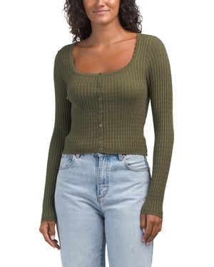 TJ Maxx Square Neck Cardigan, Polyester/Rayon - Green